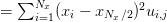    ∑Nx              2
=    i=1(xi − xNx∕2)ui,j  