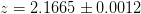 z = 2.1665 ± 0.0012  