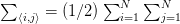 ∑             ∑N    ∑N
   ⟨i,j⟩ = (1∕2)   i=1   j=1   