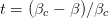 t = (βc − β)∕βc  